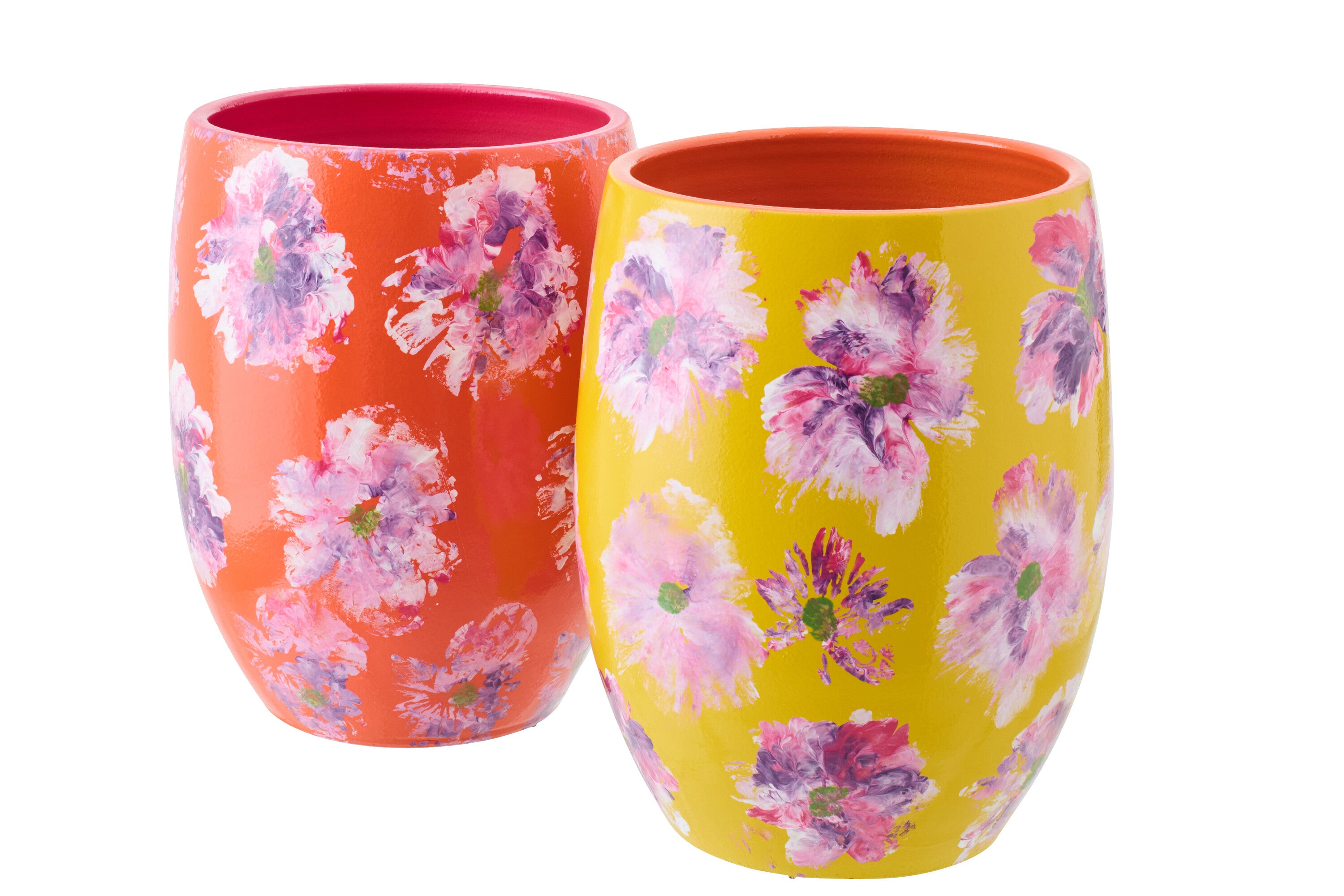 Flowerpot Ceramic Yellow/Orange Large Assortment Of 2 (61386)