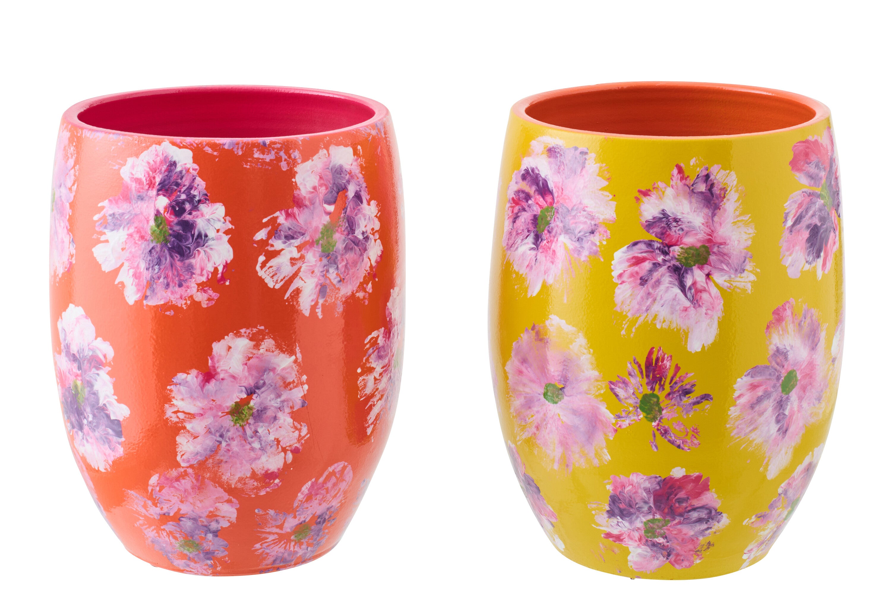 Flowerpot Ceramic Yellow/Orange Large Assortment Of 2 (61386)