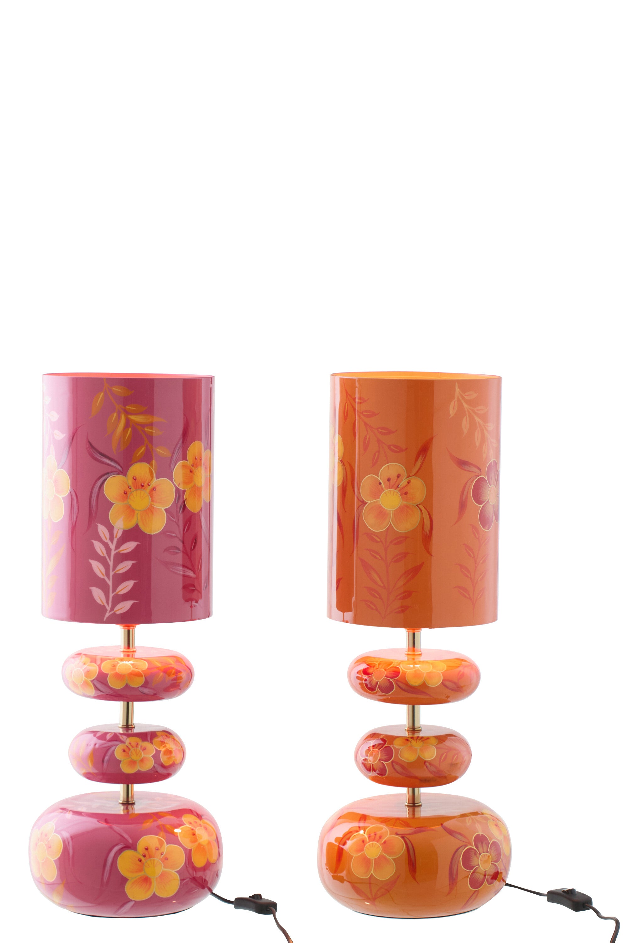 Lamp Flowers Metal Pink/Orange Assortment Of 2 (61496)