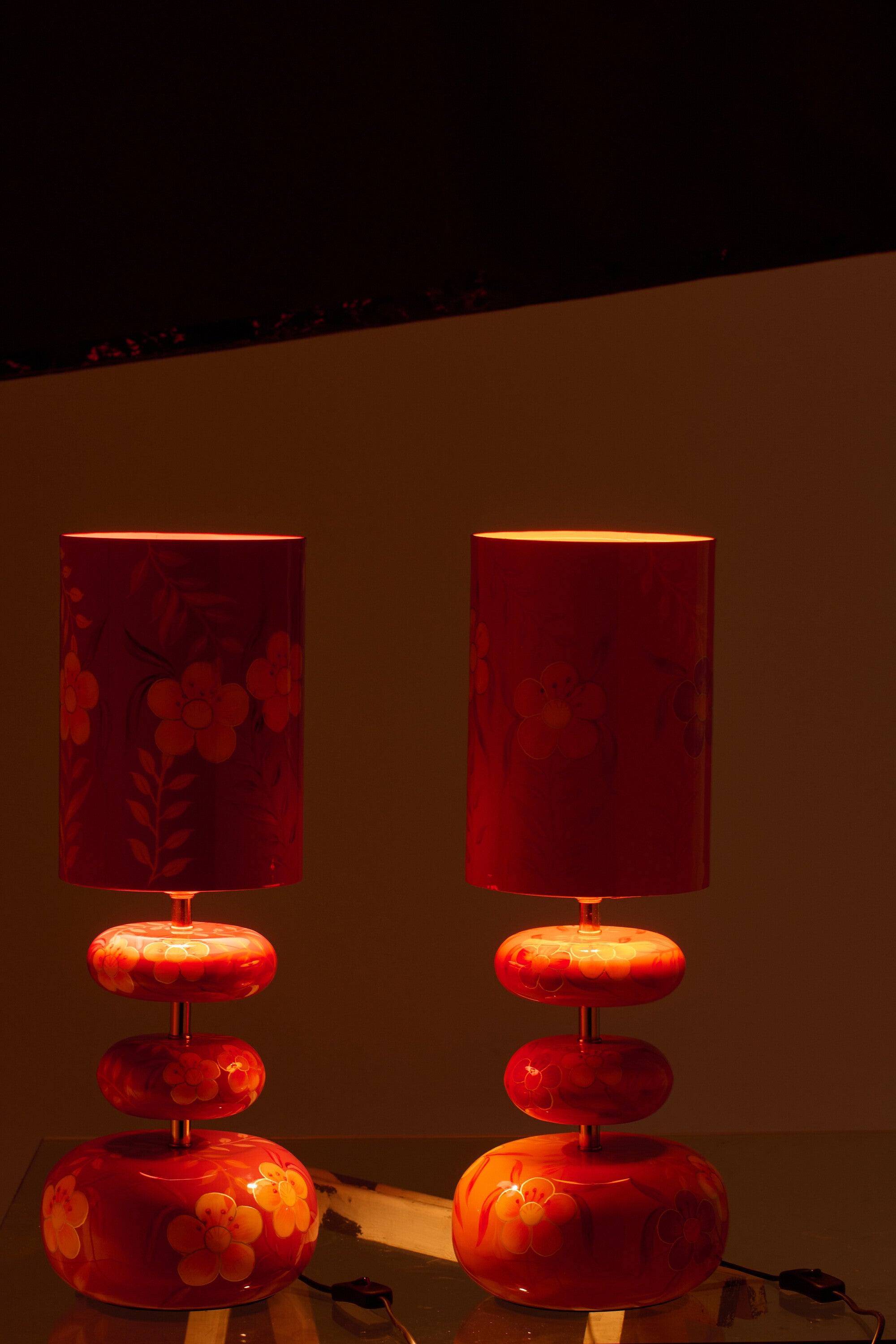 Lamp Flowers Metal Pink/Orange Assortment Of 2 (61496)