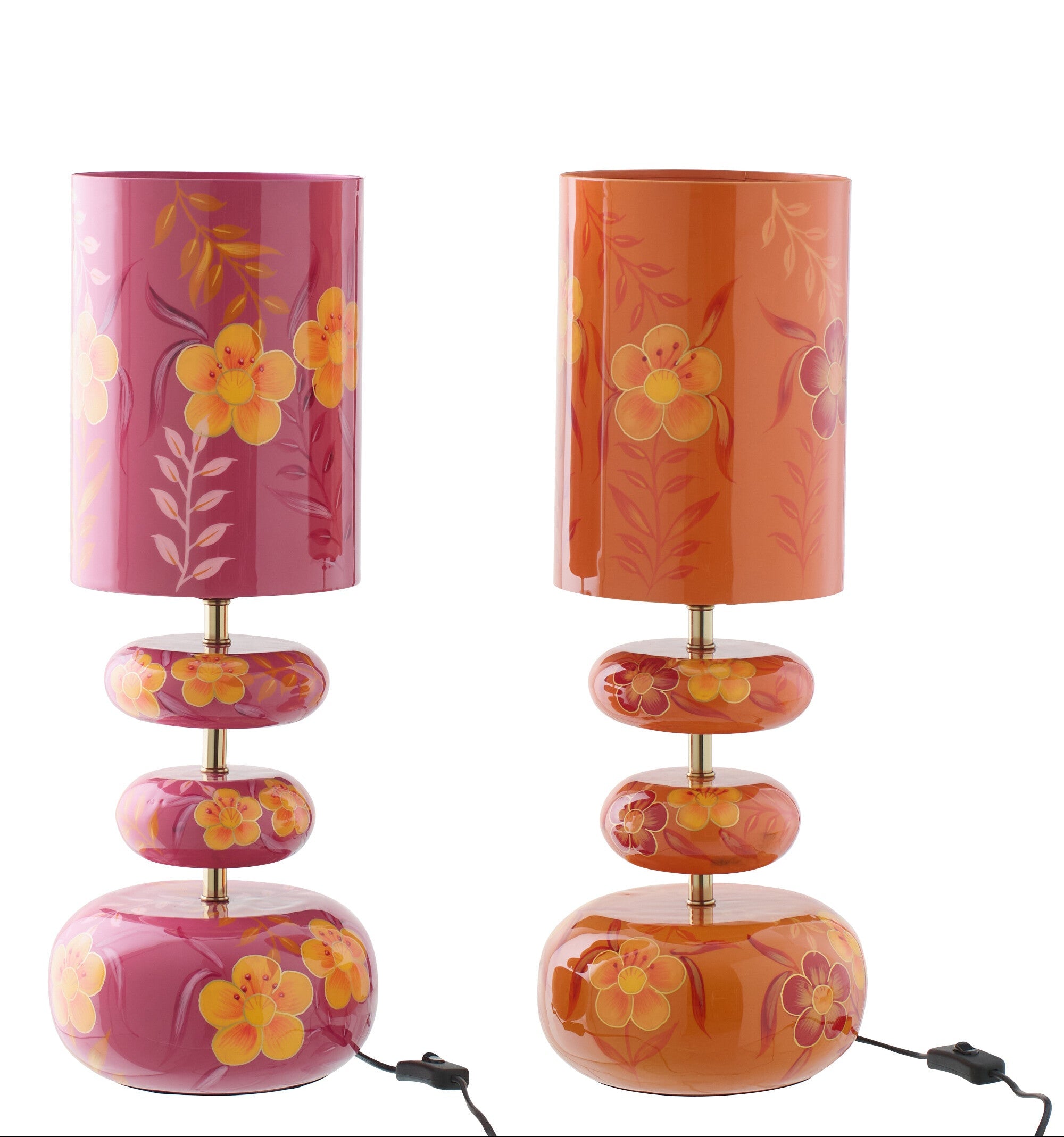 Lamp Flowers Metal Pink/Orange Assortment Of 2 (61496)
