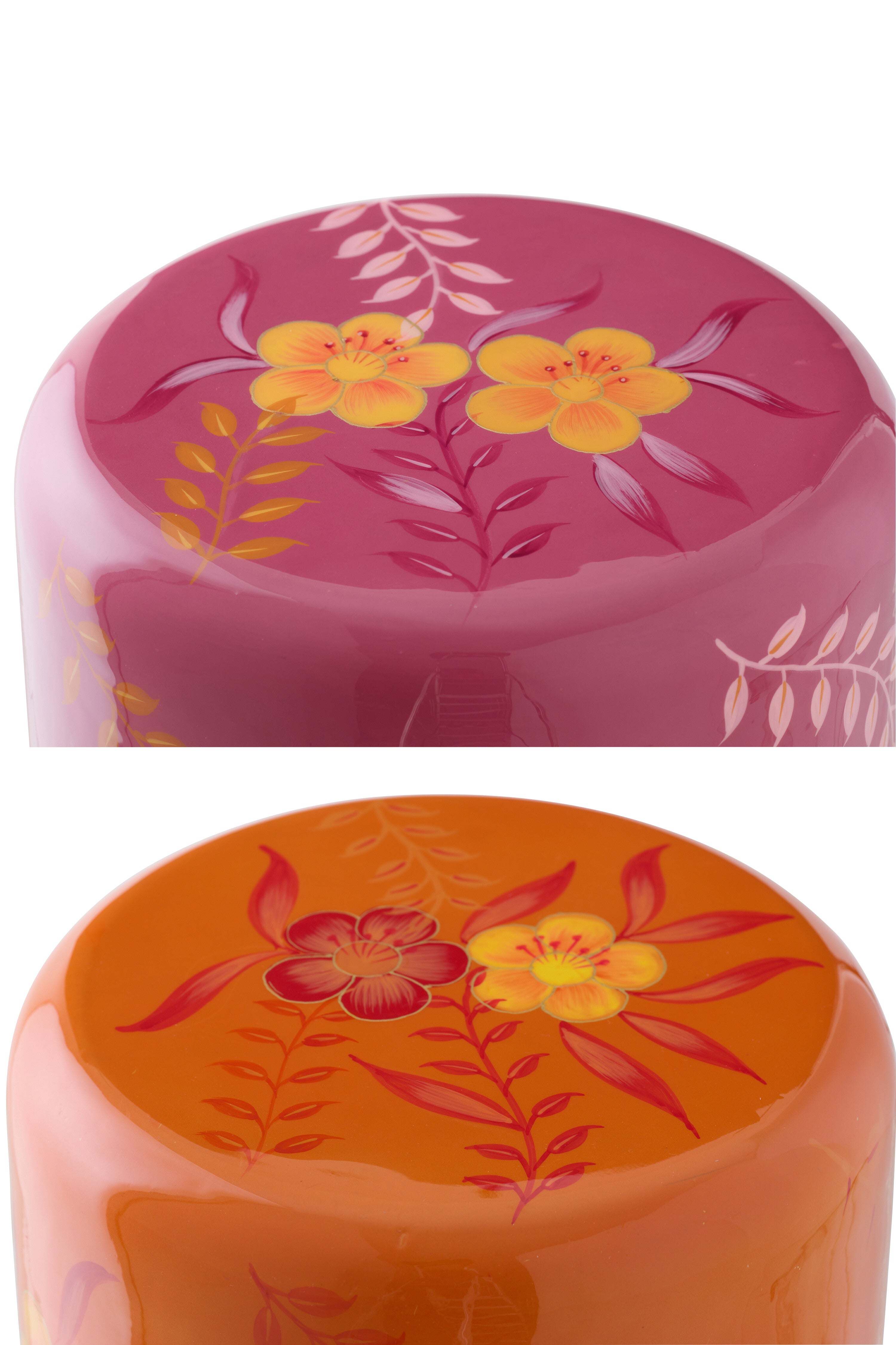 Stool Flowers Metal Pink/Orange Assortment Of 2 (61499)