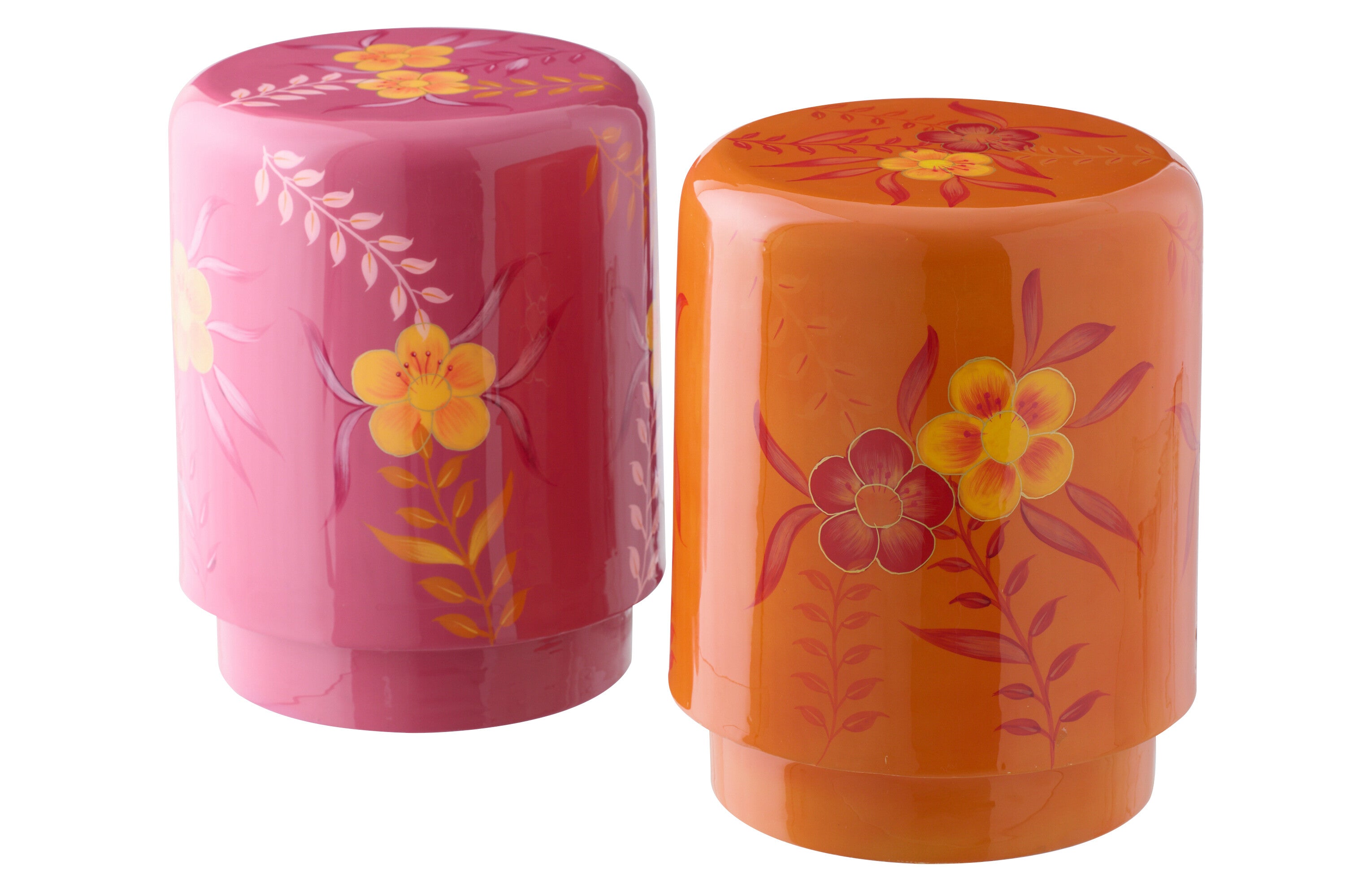 Stool Flowers Metal Pink/Orange Assortment Of 2 (61499)