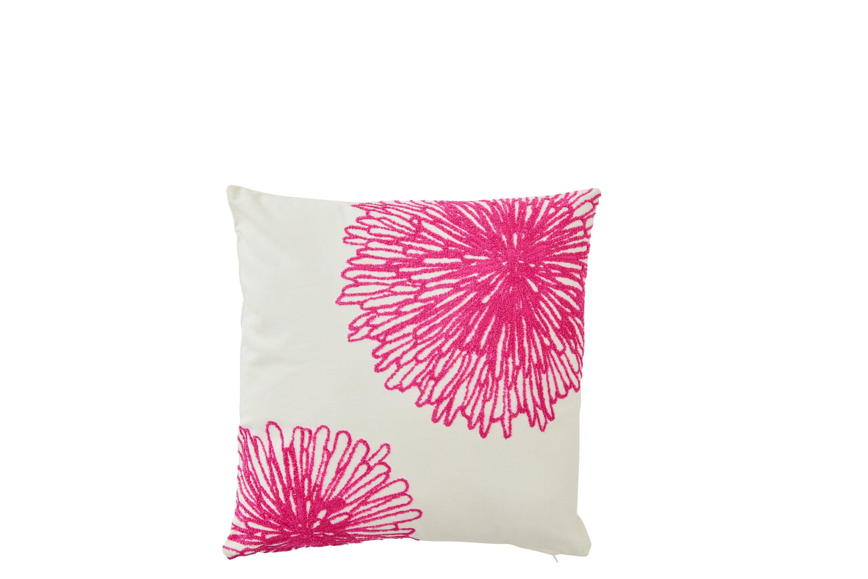 Cushion Flowers Cotton White/Fuchsia (61770)