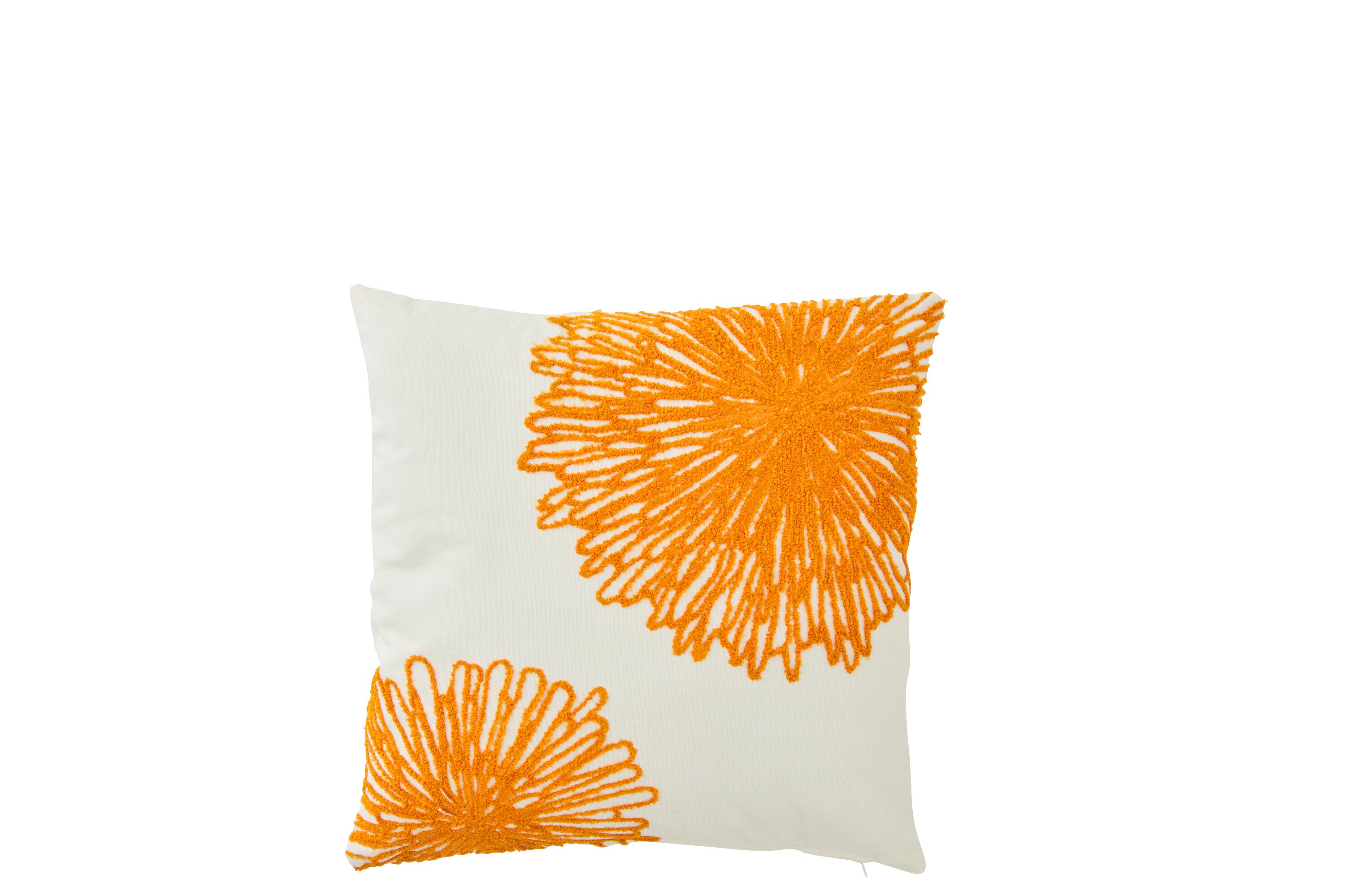 Cushion Flowers Cotton White/Dark Orange (61771)