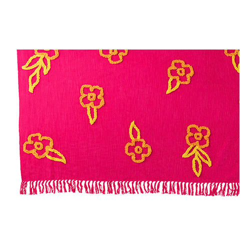 Plaid Flowers Cotton Pink+Orange/Yellow